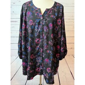 Catherines Plus size tunic top 3XWP Womens 3X Petite Button front blouse Shirt